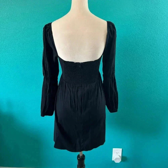 Reformation Black Michaela Mini Dress Squared Neck Scoop Back Party - Picture 3 of 5